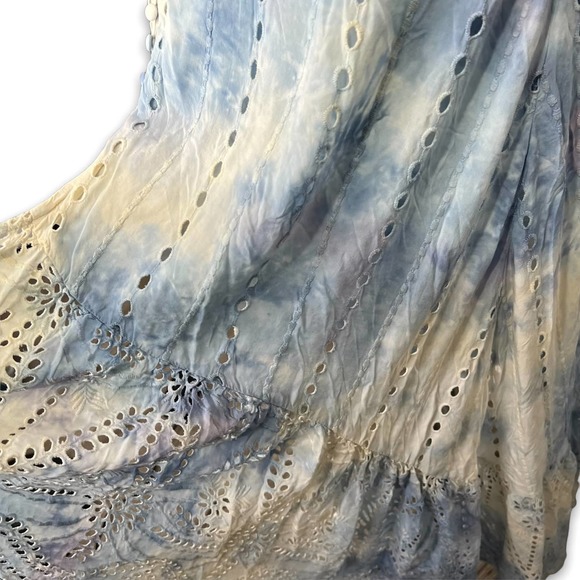 YFB NWT Young Fabulous & Broke Costa Maxi Dress XS Tie Dye Eyelet Lace - Picture 7 of 13